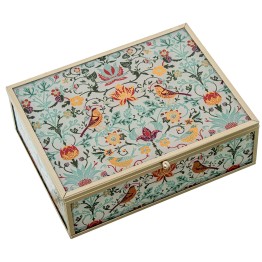 Joyero Cristal Decorado Pájaros Flores 20cm - Nova Decoración