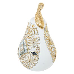 Figura Pera Decorativa Blanca y Dorada con Espejos 16cm