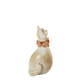 Figura Gato Decorativo de Resina Blanco y Dorado 13,5cm
