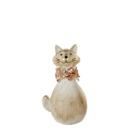 Figura Gato Decorativo de Resina Blanco y Dorado 13,5cm