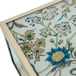 Joyero Cristal Decorado Flores Azules 20cm - Nova Decoración