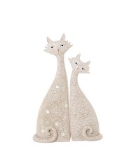 Set de 2 Figuras Gatos de Resina Beige Arena 25,5cm