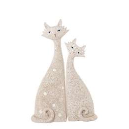 Set de 2 Figuras Gatos de Resina Beige Arena 25,5cm