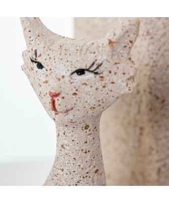 Set de 3 Figuras Gatos de Resina Beige Arena 20,5cm
