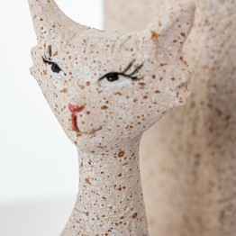 Set de 3 Figuras Gatos de Resina Beige Arena 20,5cm