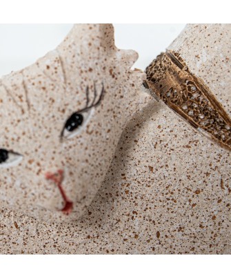 Set de 3 Figuras Gatos de Resina Beige Arena 20,5cm