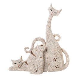 Set de 3 Figuras Gatos de Resina Beige Arena 20,5cm