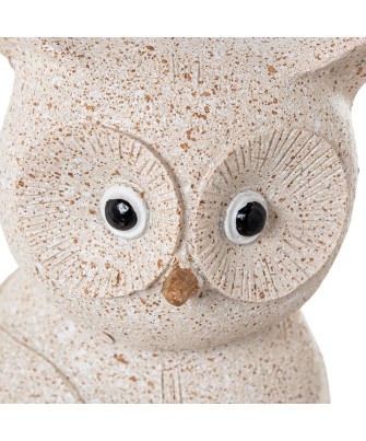 Set de 2 Figuras Búhos de Resina Beige Arena 25cm