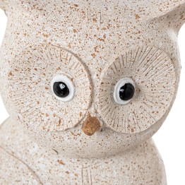 Set de 2 Figuras Búhos de Resina Beige Arena 25cm