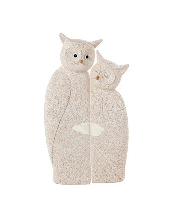 Set de 2 Figuras Búhos de Resina Beige Arena 25cm
