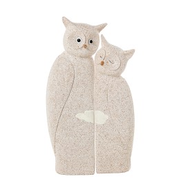 Set de 2 Figuras Búhos de Resina Beige Arena 25cm