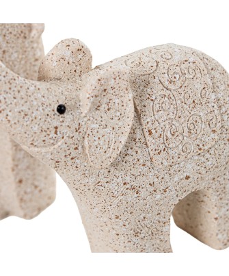 Set de 2 Figuras Elefantes de Resina Beige Arena 14cm
