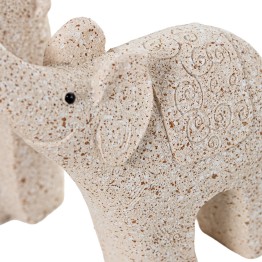 Set de 2 Figuras Elefantes de Resina Beige Arena 14cm