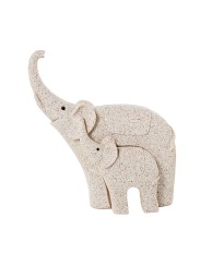 Set de 2 Figuras Elefantes de Resina Beige Arena 14cm