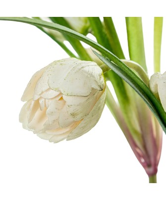 Tulipanes Artificiales Blancos 39cm con Maceta | Nova Decoración