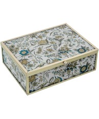 Joyero Cristal Decorado Flores Azules 20cm - Nova Decoración