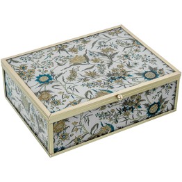 Joyero Cristal Decorado Flores Azules 20cm - Nova Decoración