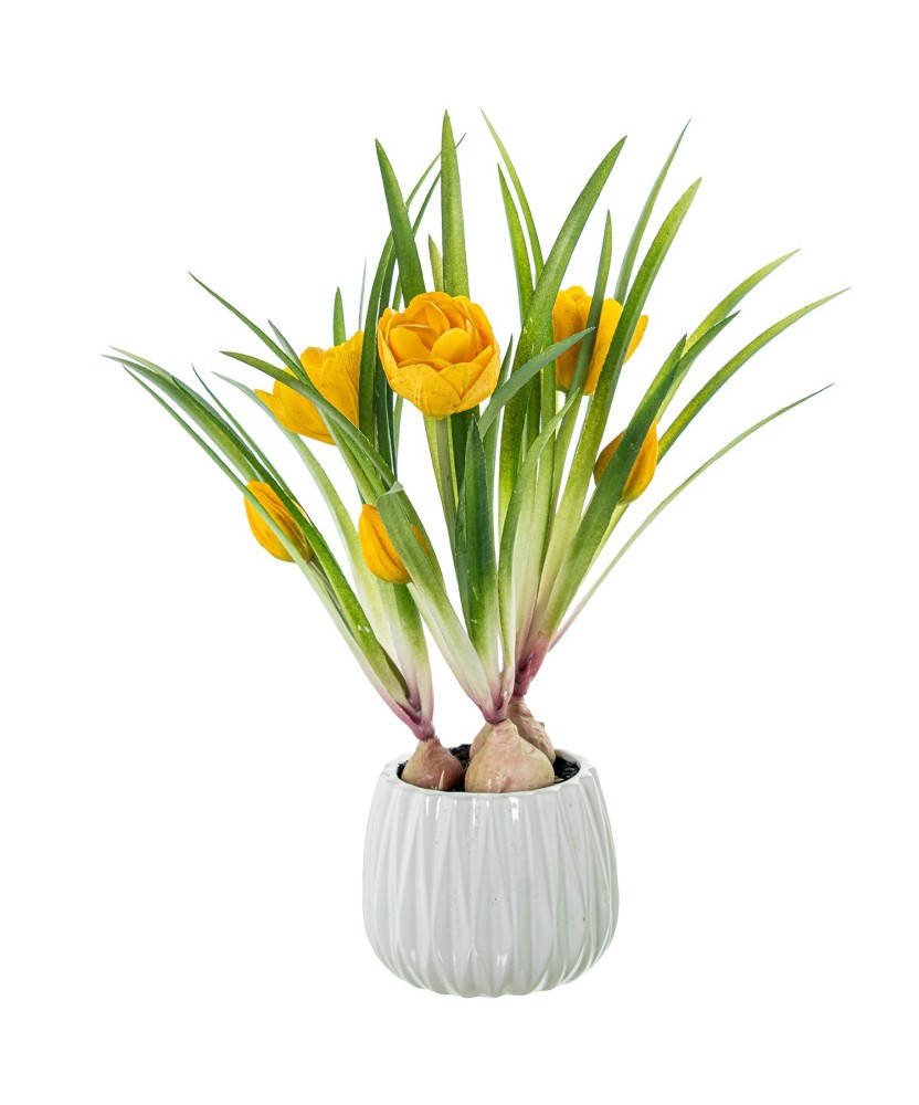 Tulipanes Artificiales Amarillos 39cm con Maceta | Nova Decoración