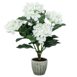 Planta Artificial Hortensia 55cm con Maceta Cerámica | Nova Decoración
