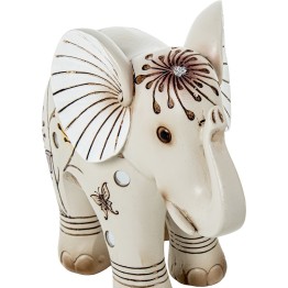 Figura Elefante Resina Blanca y Dorada 18,5cm | Decoración Hogar