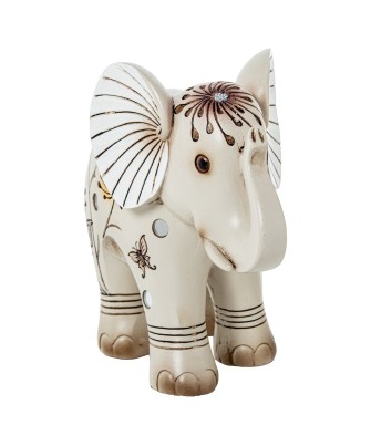 Figura Elefante Resina Blanca y Dorada 18,5cm | Decoración Hogar