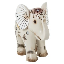 Figura Elefante Resina Blanca y Dorada 18,5cm | Decoración Hogar