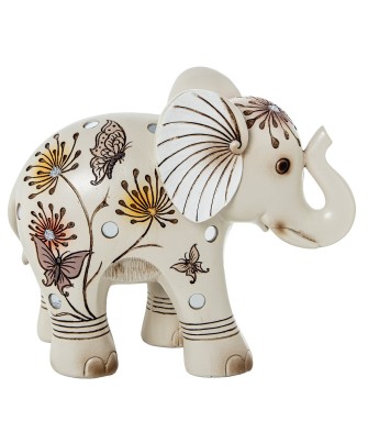 Figura Elefante Resina Blanca y Dorada 18,5cm | Decoración Hogar