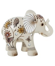 Figura Elefante Resina Blanca y Dorada 18,5cm | Decoración Hogar