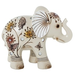 Figura Elefante Resina Blanca y Dorada 18,5cm | Decoración Hogar