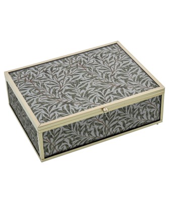 Joyero Cristal Decorado Hojas Sauce 20cm - Nova Decoración