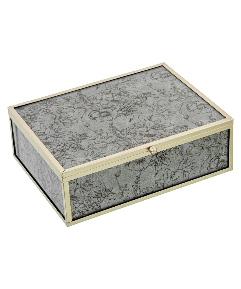 Joyero Cristal Decorado Hojas Sauce 20cm - Nova Decoración