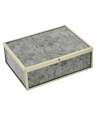 Joyero Cristal Decorado Hojas Sauce 20cm - Nova Decoración