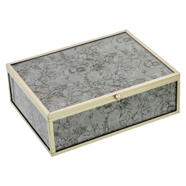 Joyero Cristal Decorado Hojas Sauce 20cm - Nova Decoración