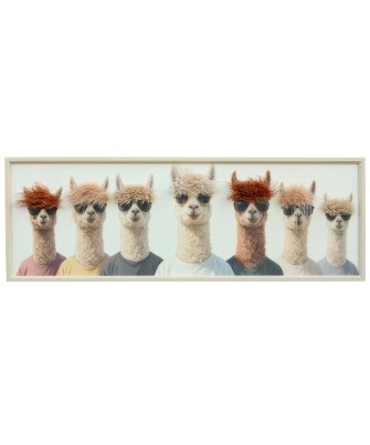 Cuadro Panorámico de Llamas con Gafas 120x40 cm
