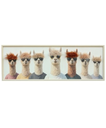 Cuadro Panorámico de Llamas con Gafas 120x40 cm