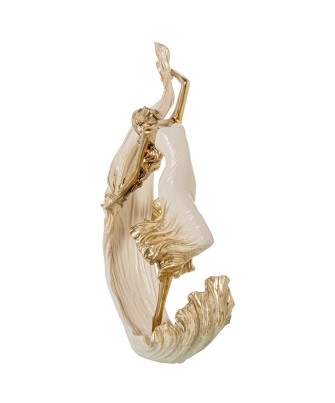 Figura Bailarina Dorada de Resina 38cm | Nova Decoración