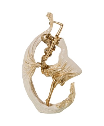 Figura Bailarina Dorada de Resina 38cm | Nova Decoración