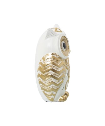 Figura Búho Blanco y Dorado 15cm | Decoración Hogar