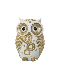Figura Búho Blanco y Dorado 15cm | Decoración Hogar