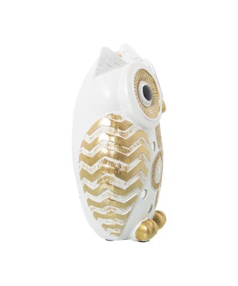 Figura Búho Blanco y Dorado 17cm | Decoración Hogar