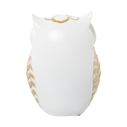 Figura Búho Blanco y Dorado 17cm | Decoración Hogar