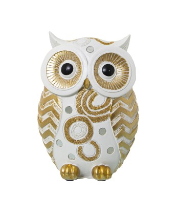 Figura Búho Blanco y Dorado 17cm | Decoración Hogar