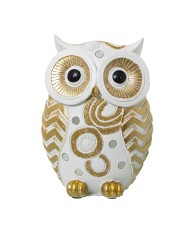 Figura Búho Blanco y Dorado 17cm | Decoración Hogar