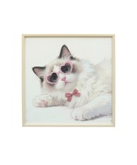 Cuadro de Gato con Gafas de Madera 60x60 cm | Nova Decoración