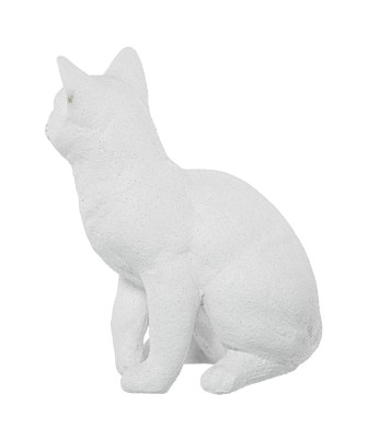 Figura Gato de Cerámica Blanco y Oro 27cm | Decoración