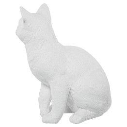 Figura Gato de Cerámica Blanco y Oro 27cm | Decoración