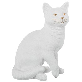 Figura Gato de Cerámica Blanco y Oro 27cm | Decoración