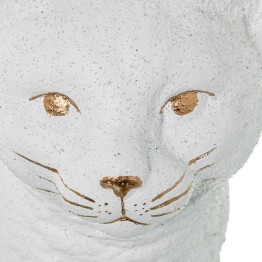 Figura Gato de Cerámica Blanco y Oro 27cm | Decoración