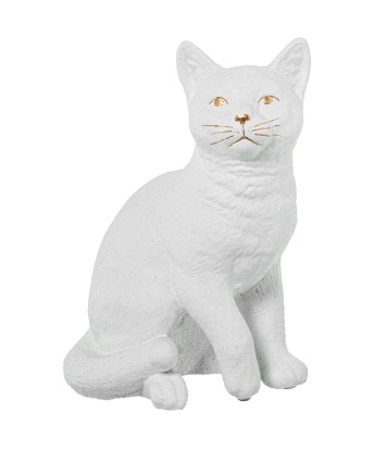 Figura Gato de Cerámica Blanco y Oro 27cm | Decoración