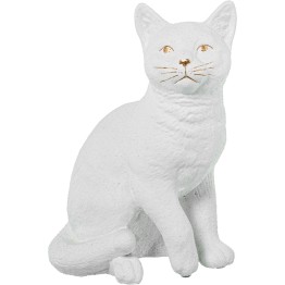 Figura Gato de Cerámica Blanco y Oro 27cm | Decoración